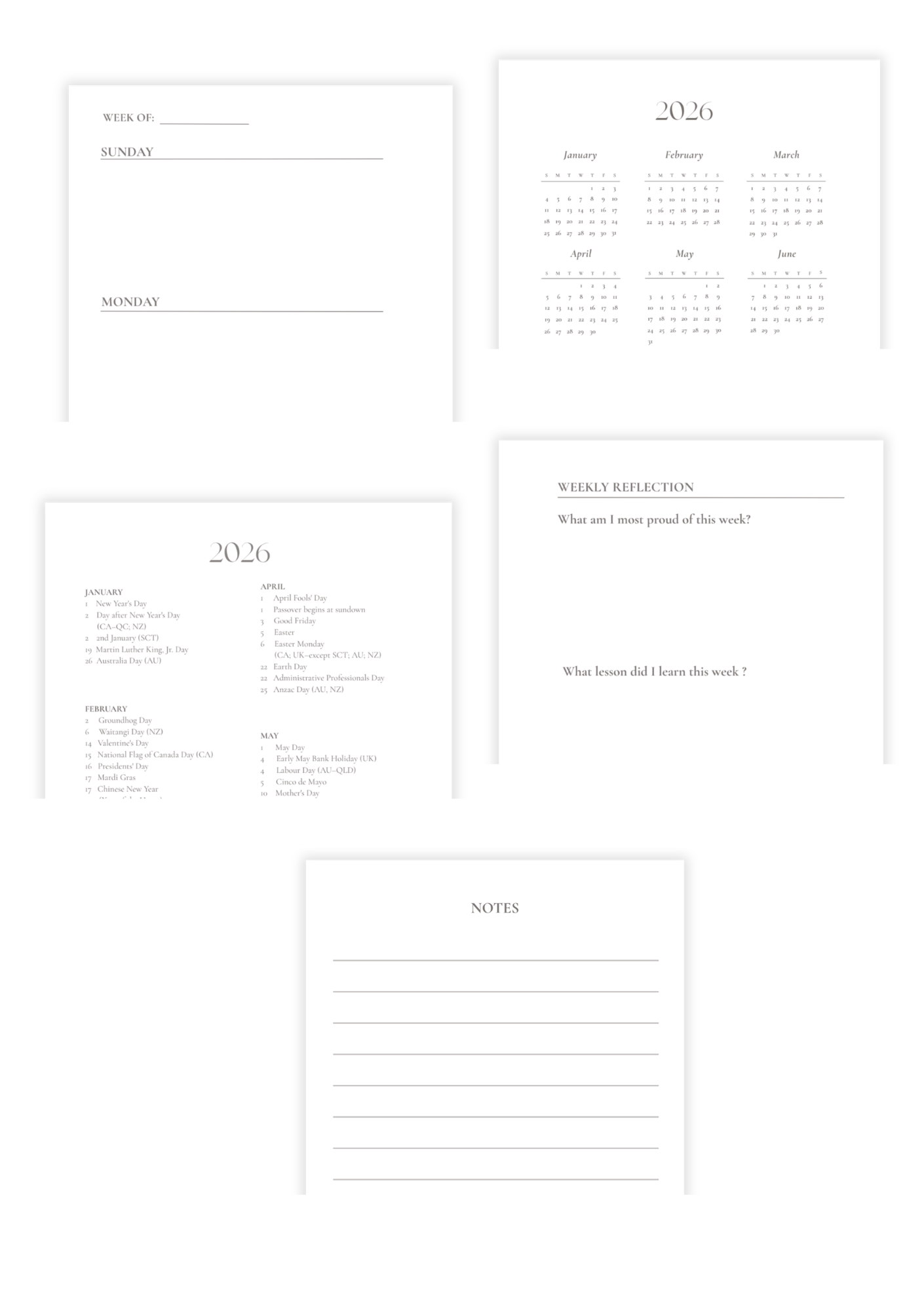 Weekly Planner Undated (18 Months) Book Template