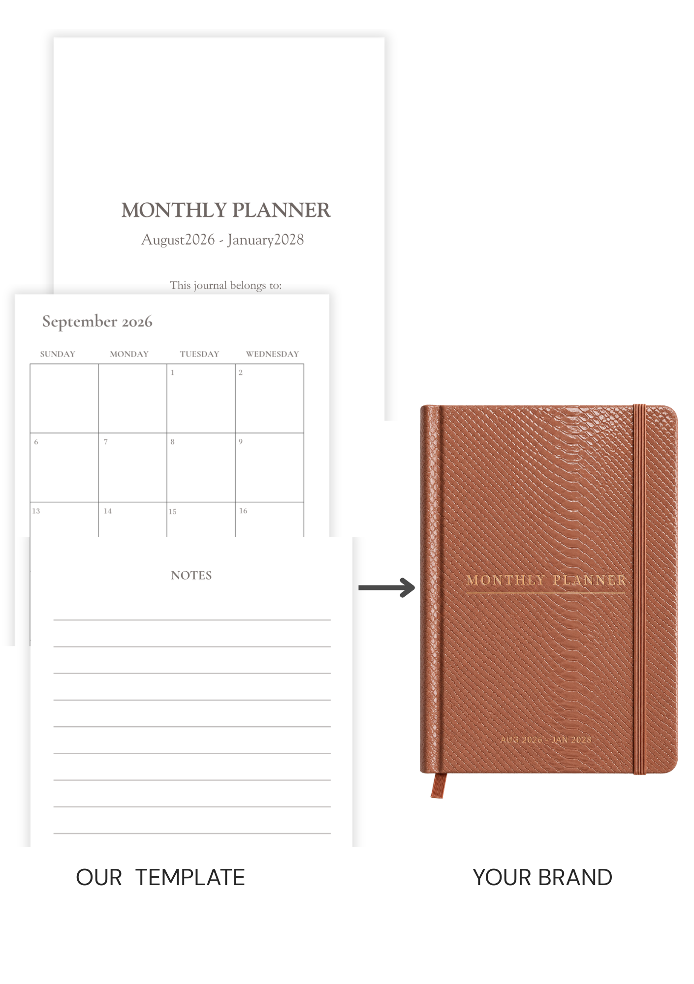 Monthly Planner (Aug 2026-Jan 2028) Template