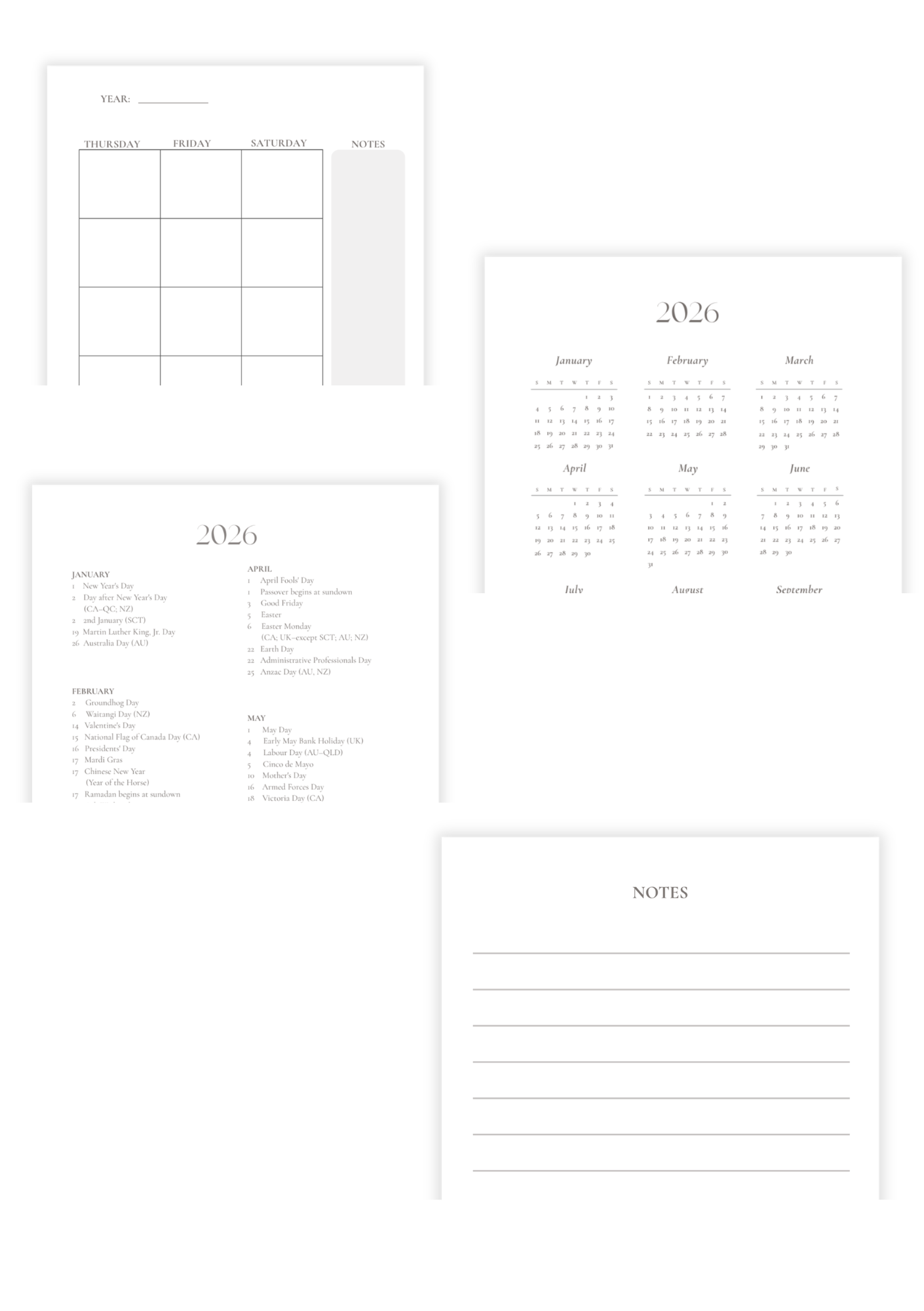 Monthly Planner Undated (12 Month) Book Template