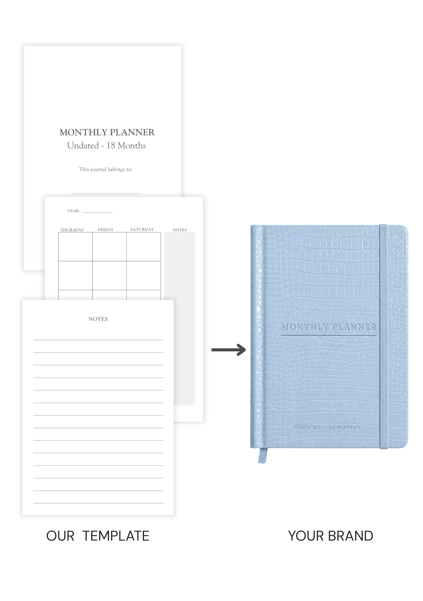 Monthly Planner Undated (18 Month) Book Template