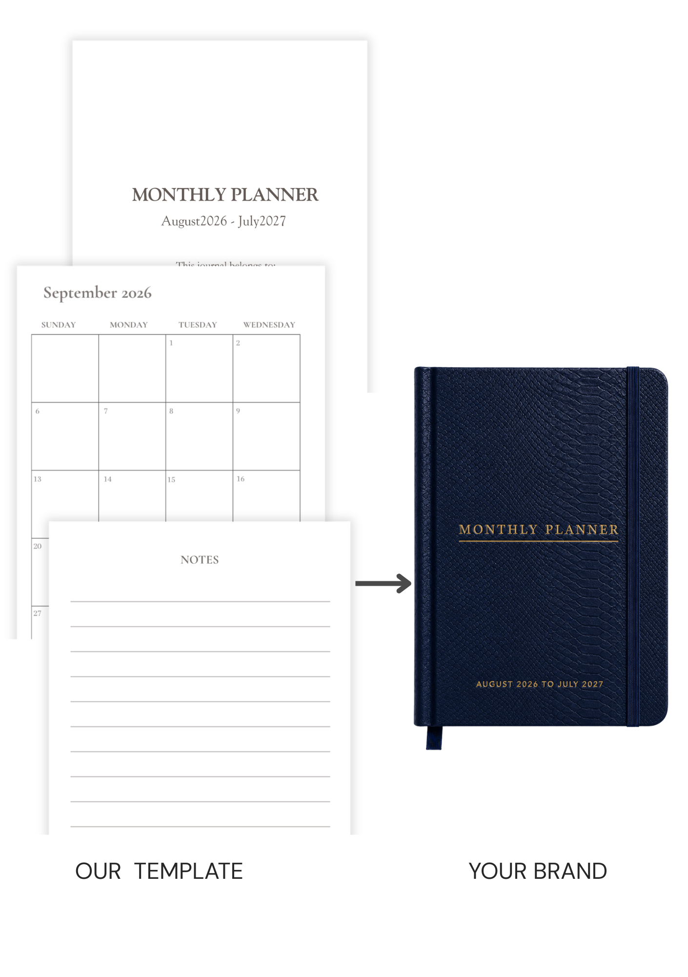 Monthly Planner (Aug 2026-Jul 2027) Book Template