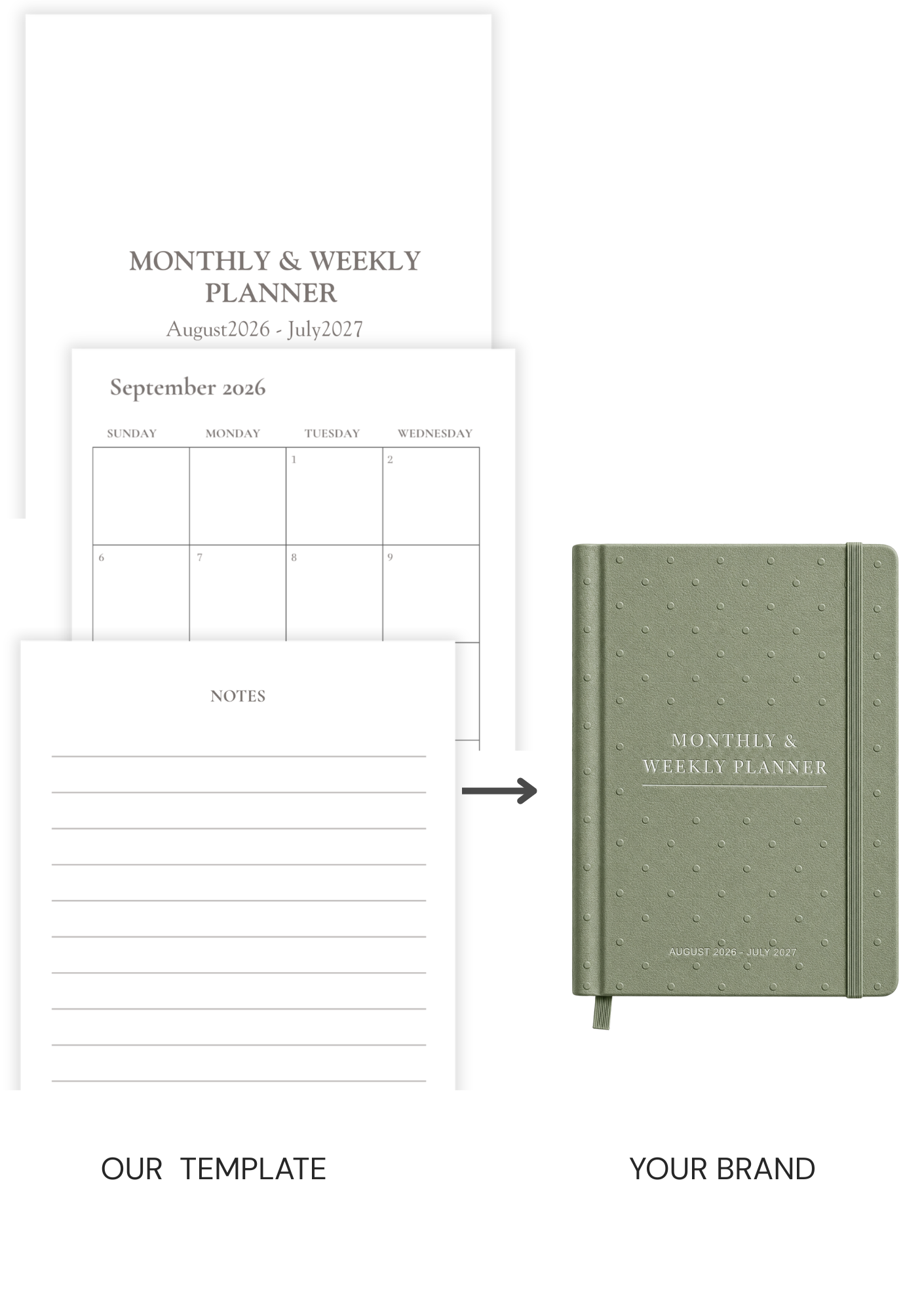 Monthly & Weekly Planner (Aug 2026-Jul 2027) Template