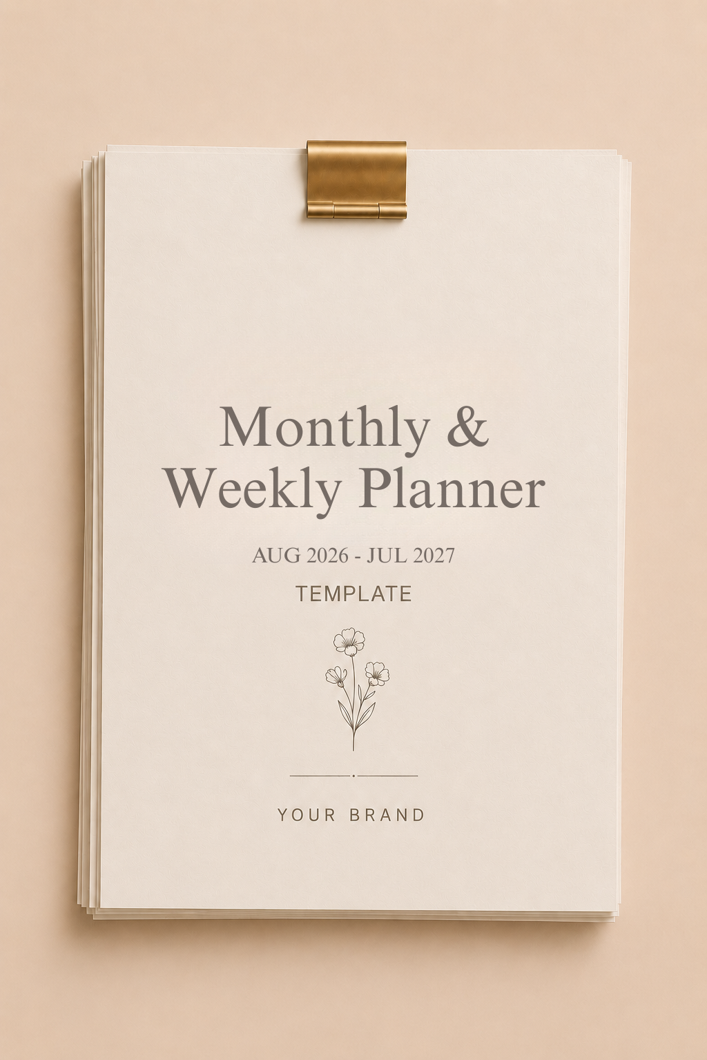 Monthly & Weekly Planner  (Aug 2026-Jul 2027) Template