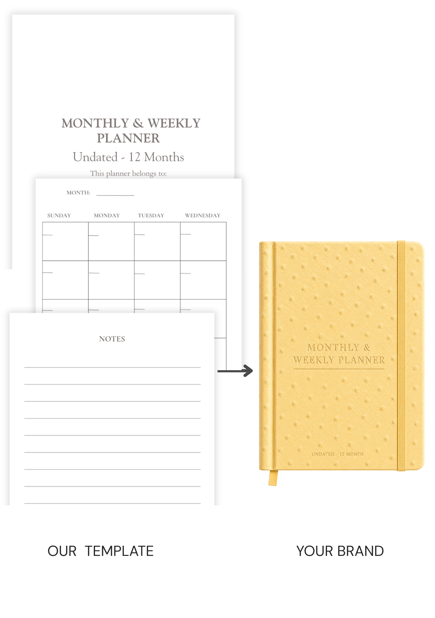 Monthly & Weekly Planner Undated (12 Month) Template
