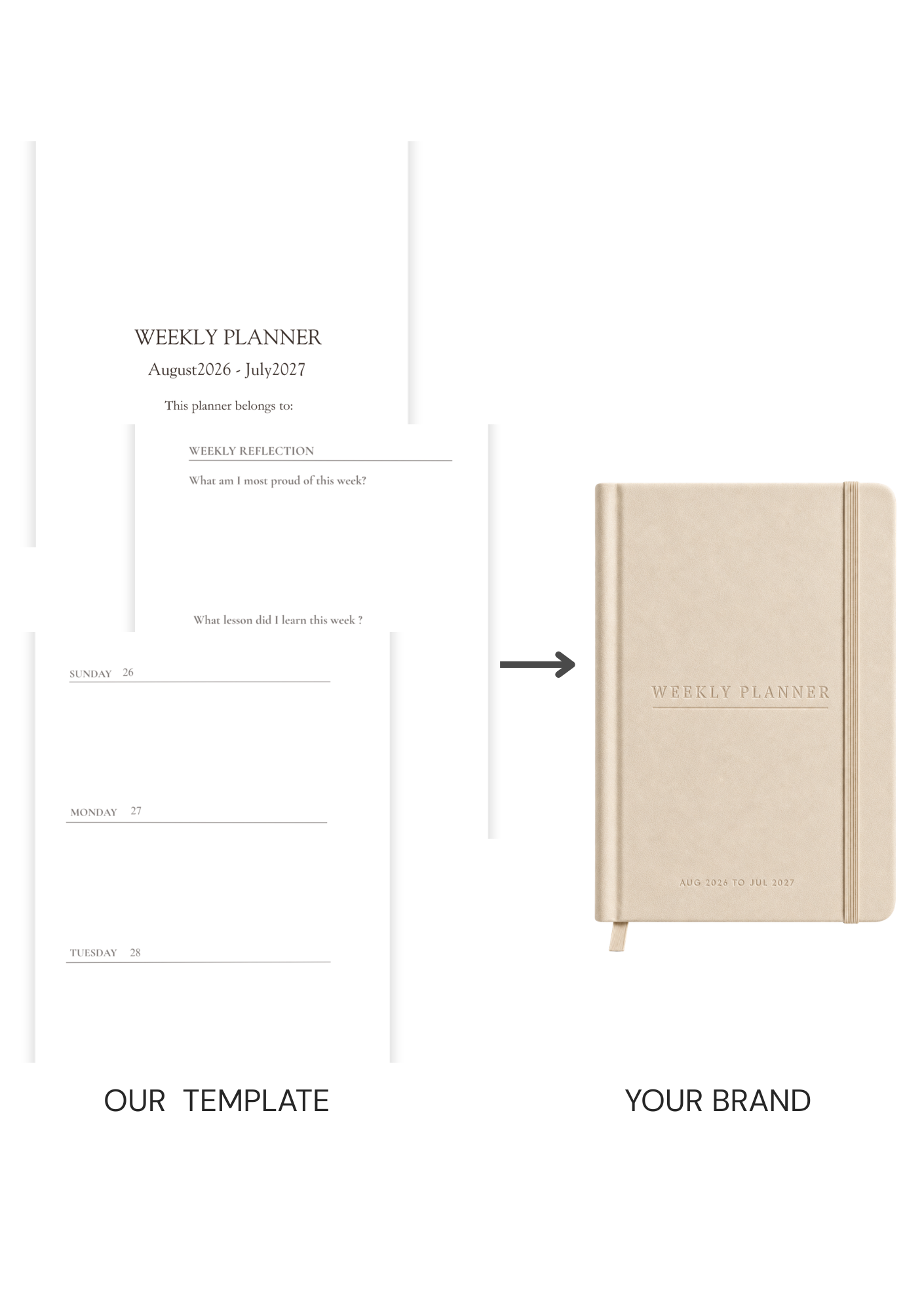 Weekly Planner (August 2026-July 2027) Book Template